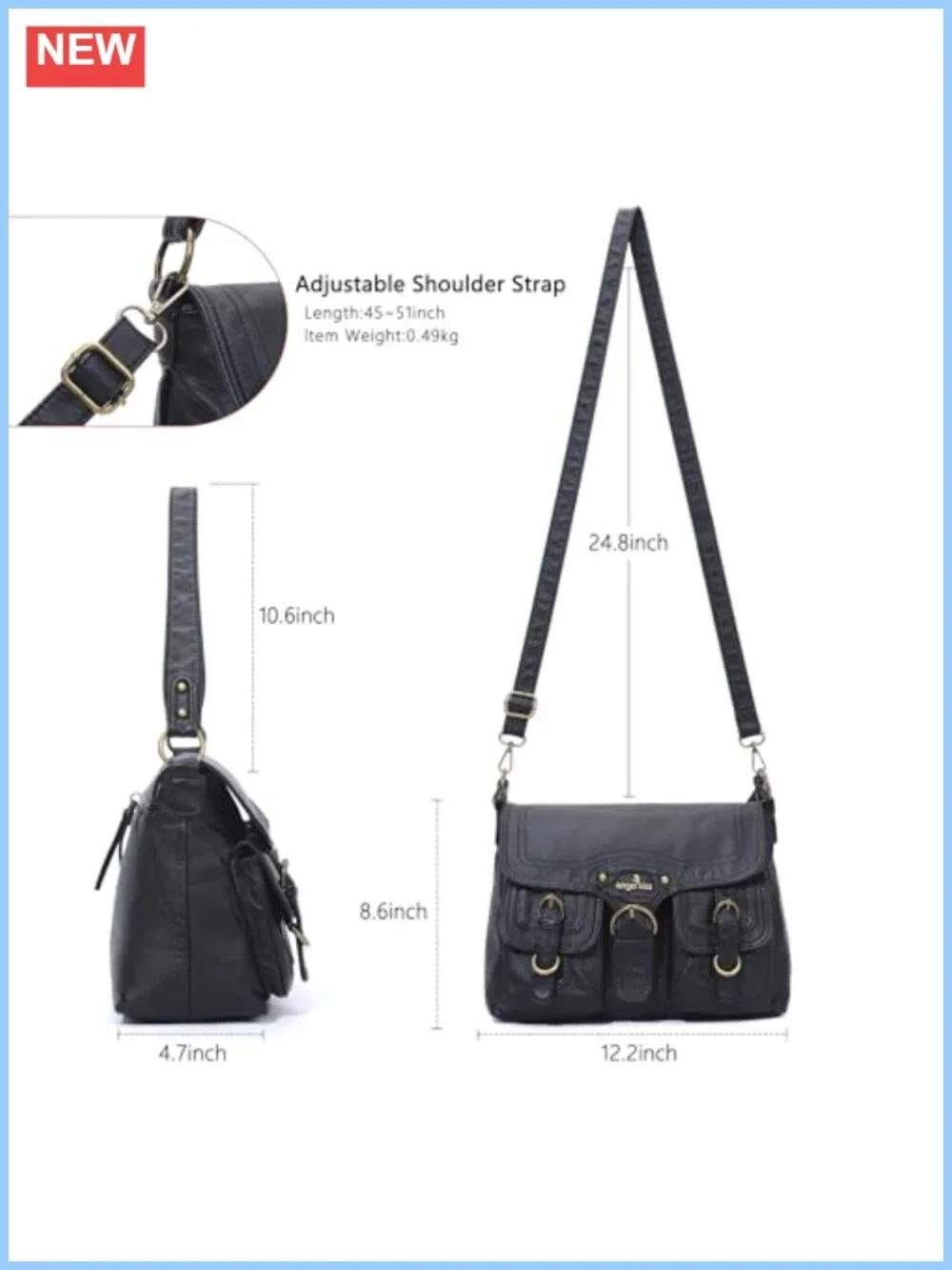Vegan Leather Hobo Shoulder Bag Crossbody Tote Satchel Purse